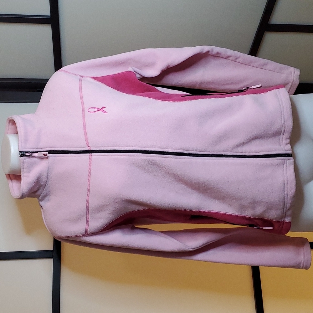 Women’s Pink Fleece Jacket with Breast Cancer Ribbon
